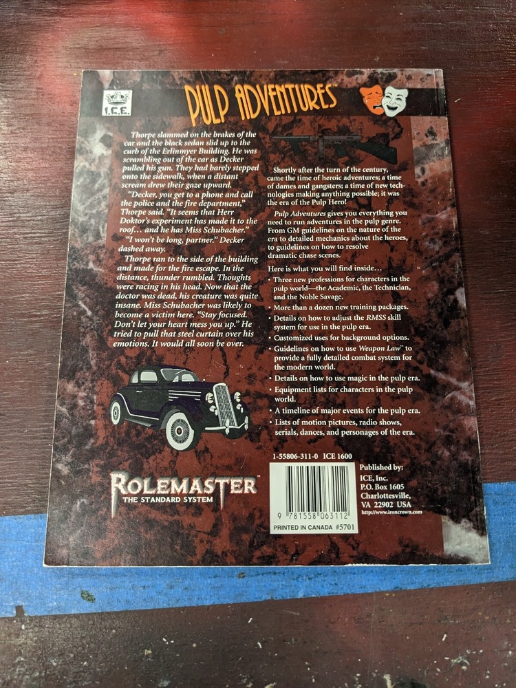 Pulp Adventures Rolemaster 5701 I C E