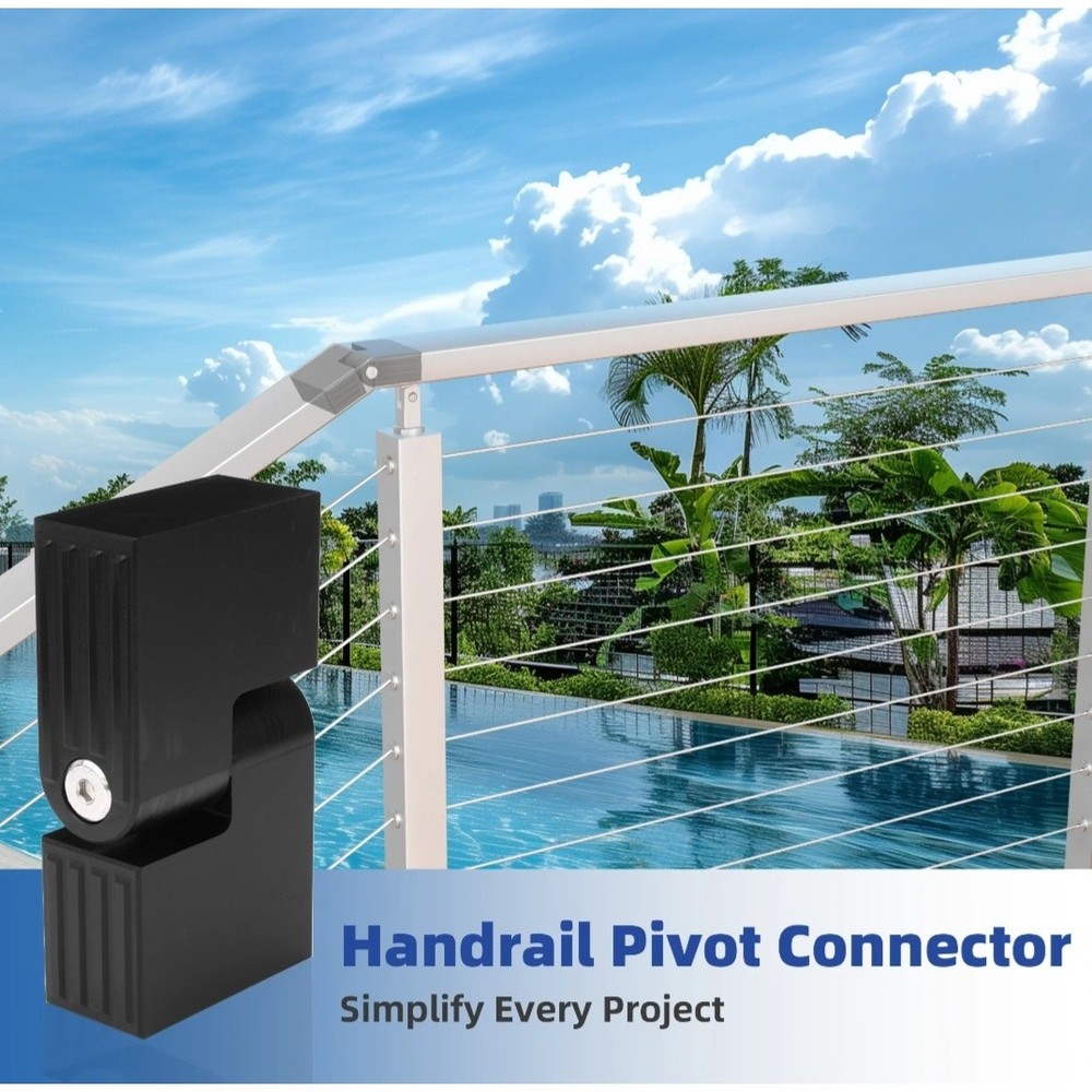 2 Pack Vertical Pivot Handrail Connector 180° Adjustable POM Cable Railing