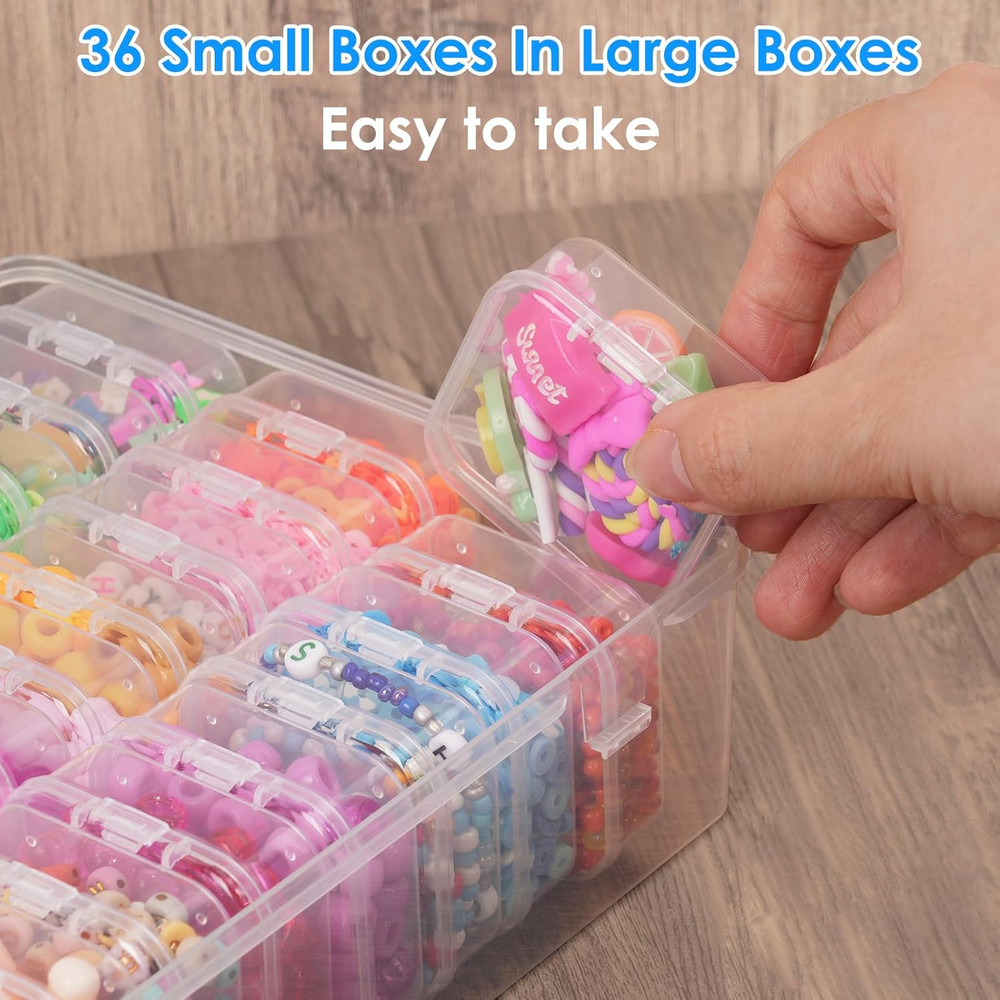 Bead Organizer Box, 108Pcs Small Clear Plastic Bead Storage, Mini Craft Storage