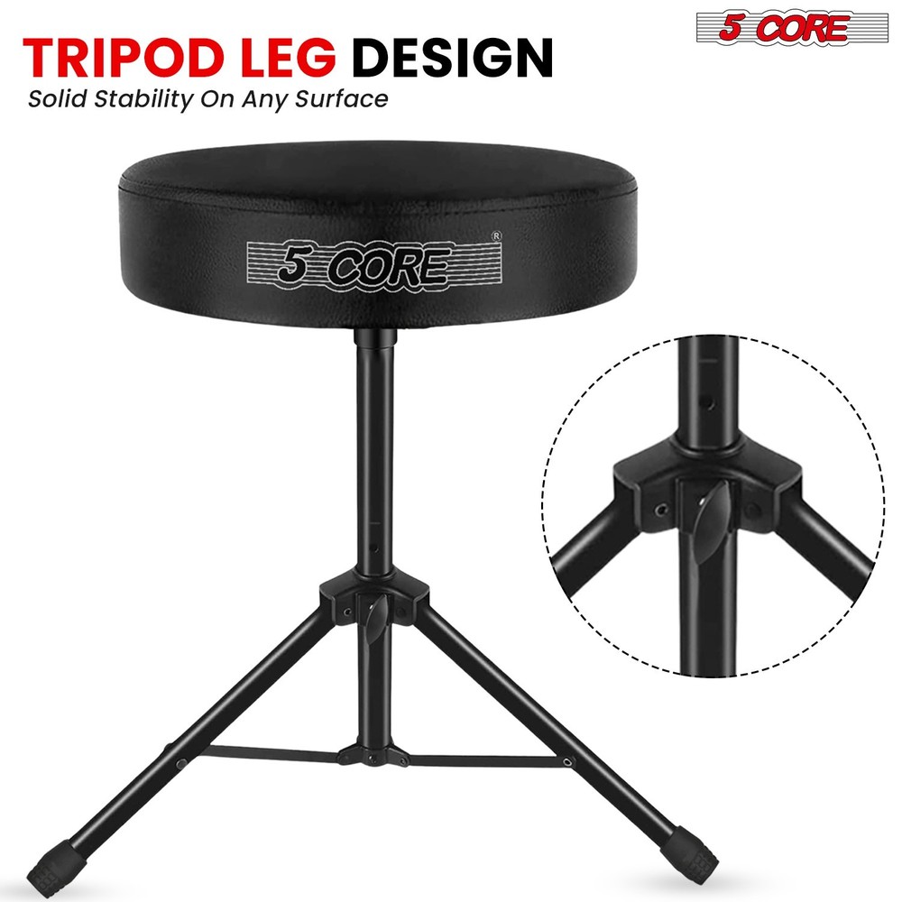 5 Core Drum Throne 3" Padded Comfortable 330Lb Capacity Drummer Stool Adjustable