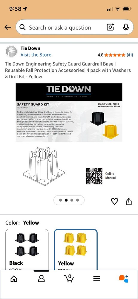 Temp Railing Brackets, 4 Pack with hardware