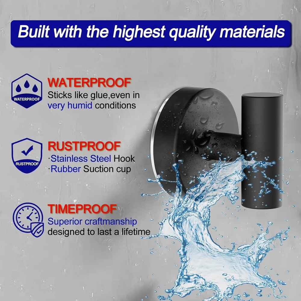 Bntuk Suction Cup Hooks, Removable Shower Hooks for Inside Shower - Towel Hooks