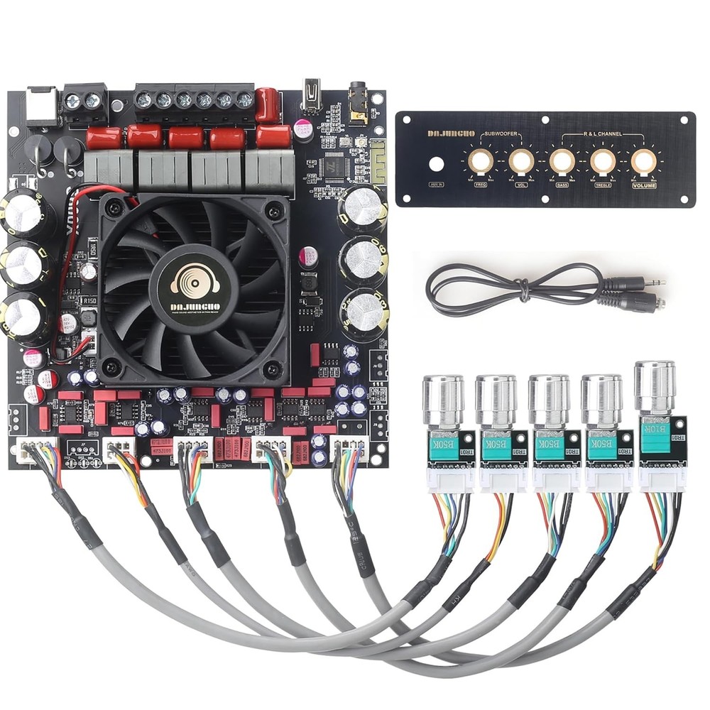 Powerful 300W+300W+600W 2.1 Bluetooth Amp Board, USB/AUX Input, Surface Mount