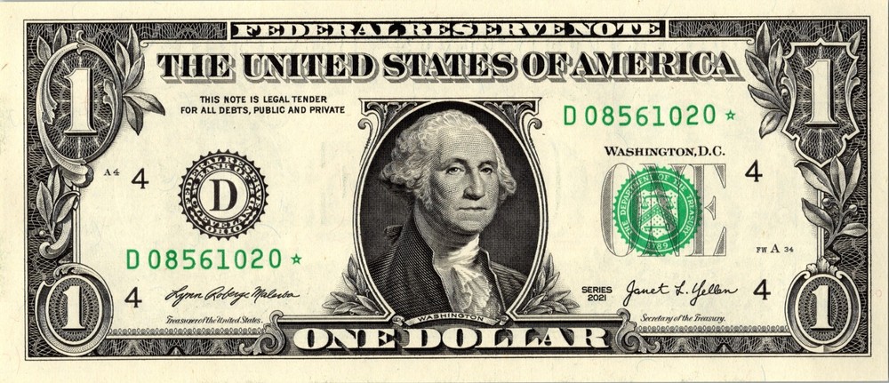 2021 D Star Note One Dollar Bill Regular Run Pack Note D08561020*