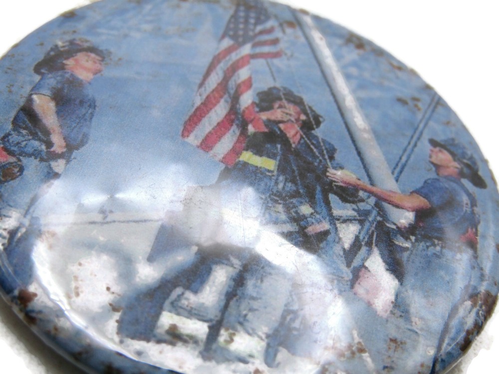 Firefighters & American Flag Button