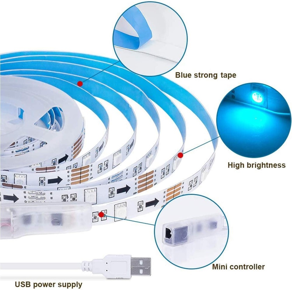 LED Strip Light Music Sync 16.4ft, USB Powered LED Light Strip with Remote