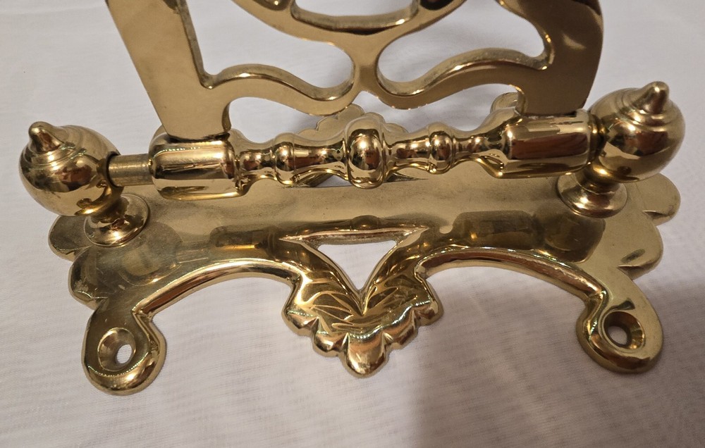 Large Victorian Brass Fireplace Sway Bracket Crane Hook