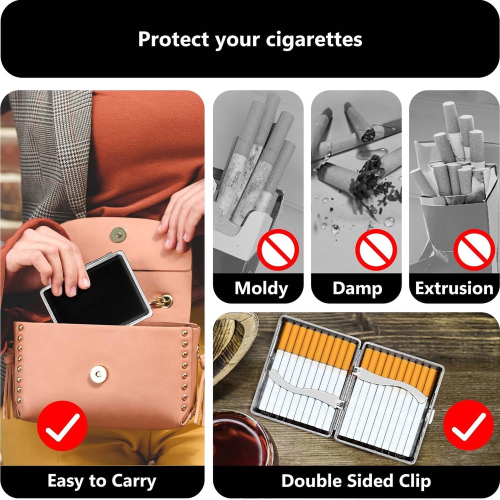 roygra Cigarette Case (2 Pack), Regular, King Size or 100S, Black + Brown