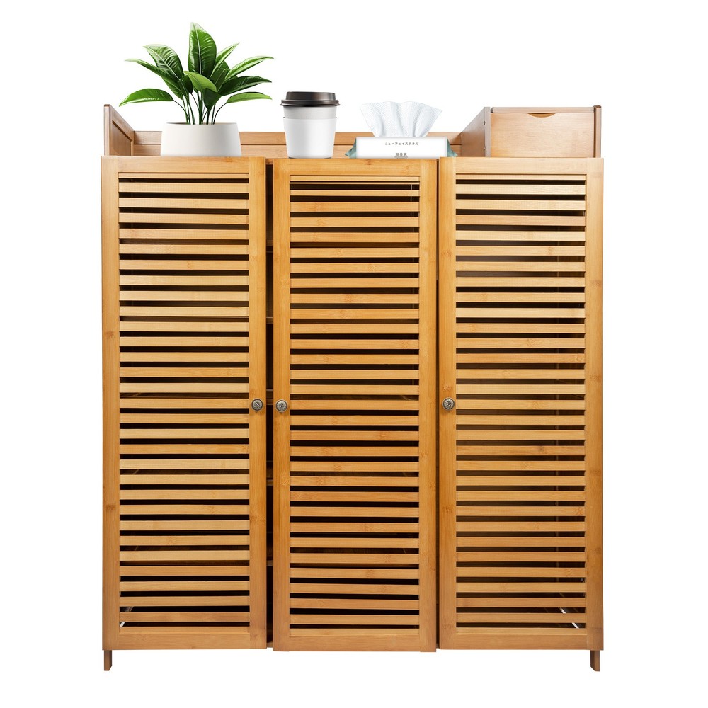 98*32*115cm Shoe Cabinet With Doors Floor Mount Rectangular Shoe Organizer