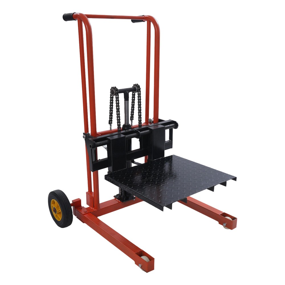 577lbs Hydraulic Material Lift Winch Stacker Adjustable Hight Pallet Dolly Lift