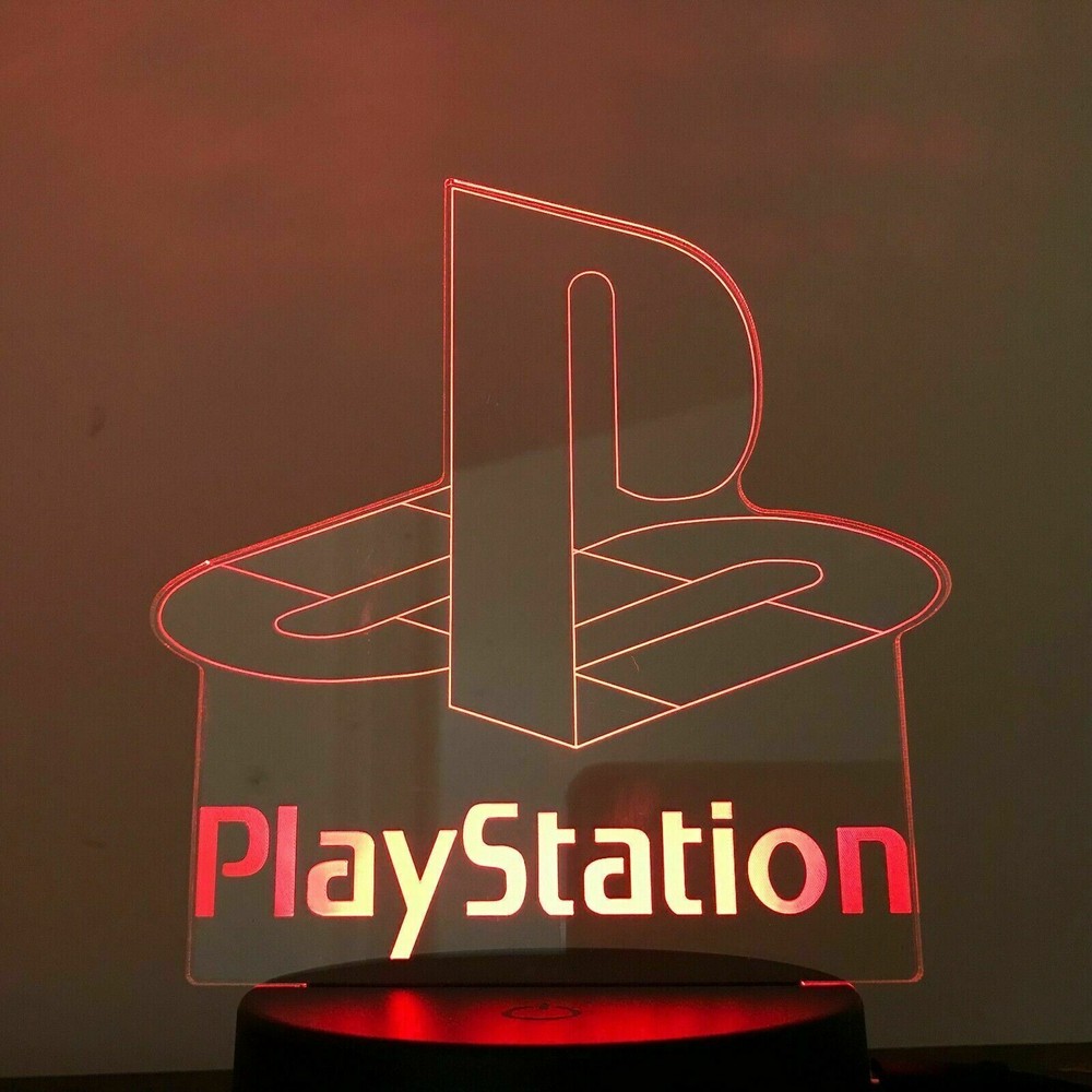 Play Station Logo Night Light PS Game Table Lamp Creative Home Decor