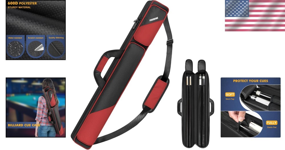 Versatile Pool Cue Carry Bag with Padded Strap & Protective Compartments
