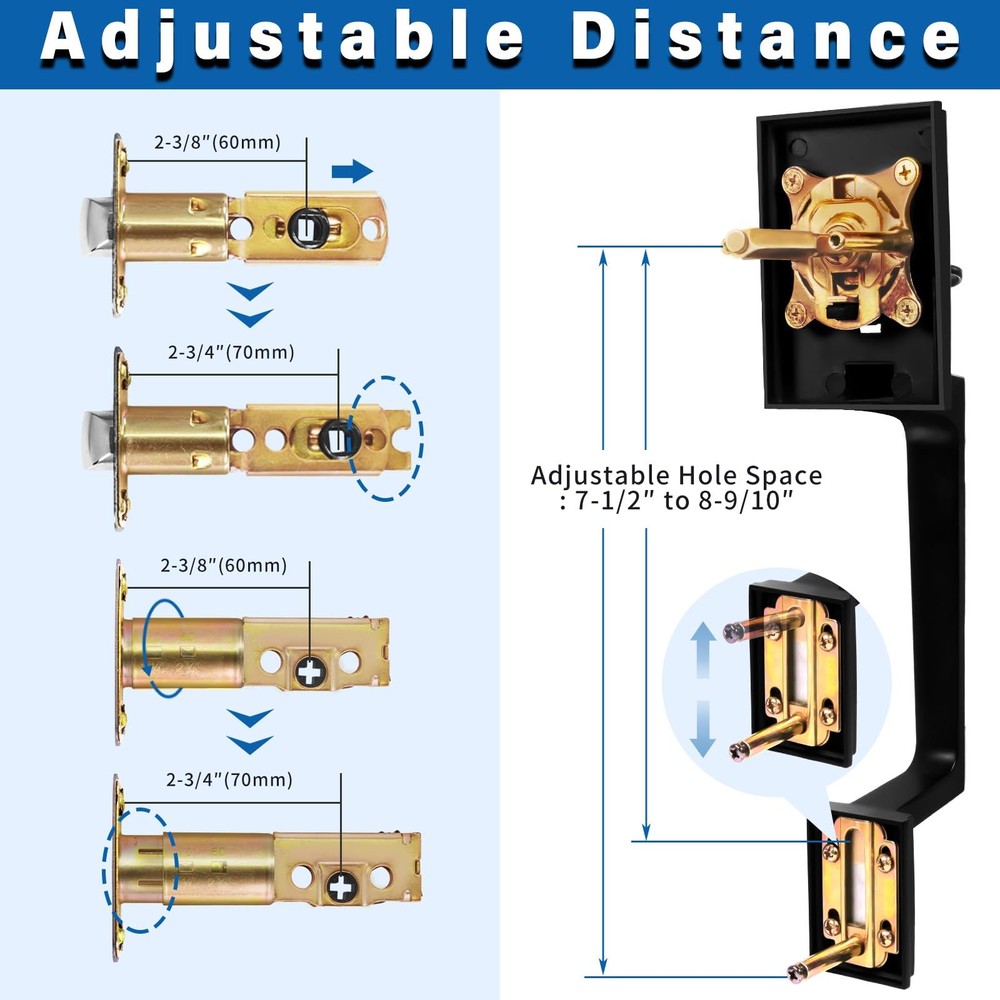 Matte Black Front Door Handle and Single Cylinder Deadbolt Combo Set,