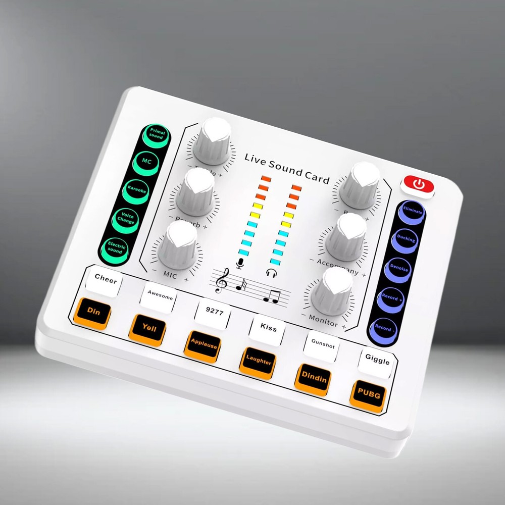 M8 Sound Card Live Streaming  Interface External USB Live Broadcast Mic WhiteJp
