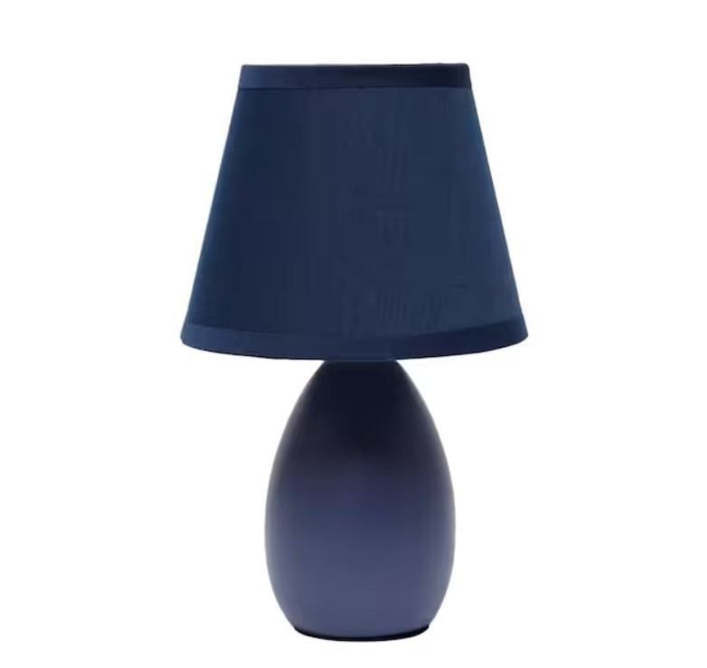 LT2009-BLU Mini Egg Oval Ceramic Table Desk Lamp, Blue