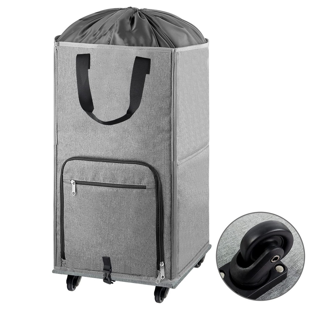Laundry Hamper with Wheels, Large Rolling Laundry Basket with 4 Casters and 2...