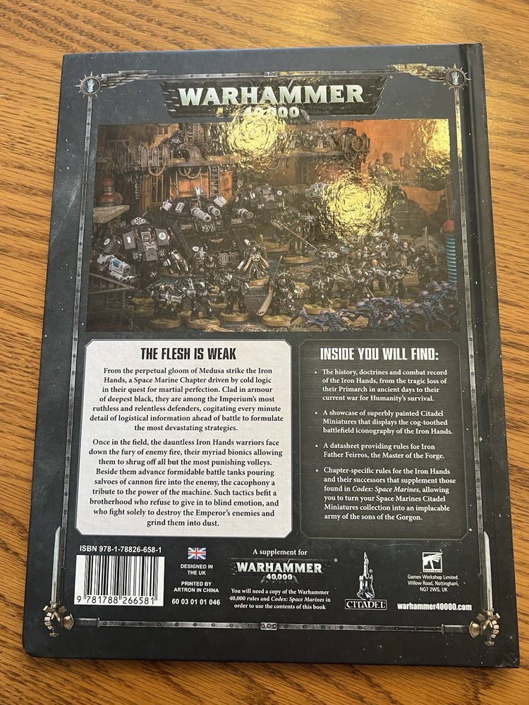 Warhammer 40k Space Marines Codex Supplement Iron Hands 8th Edtion 2019