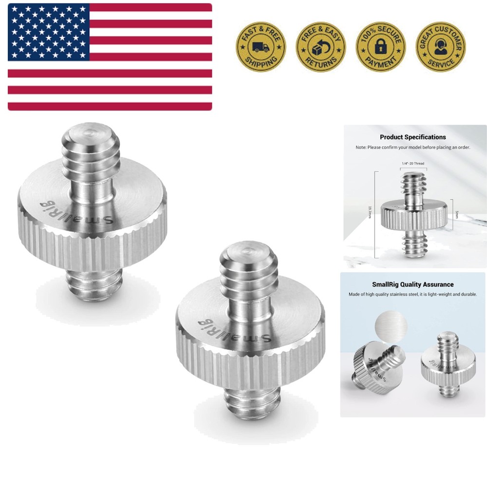 1/4" to 1/4" Male Threaded Screw Adapter Double Head Stud for Camera Cage Mon...