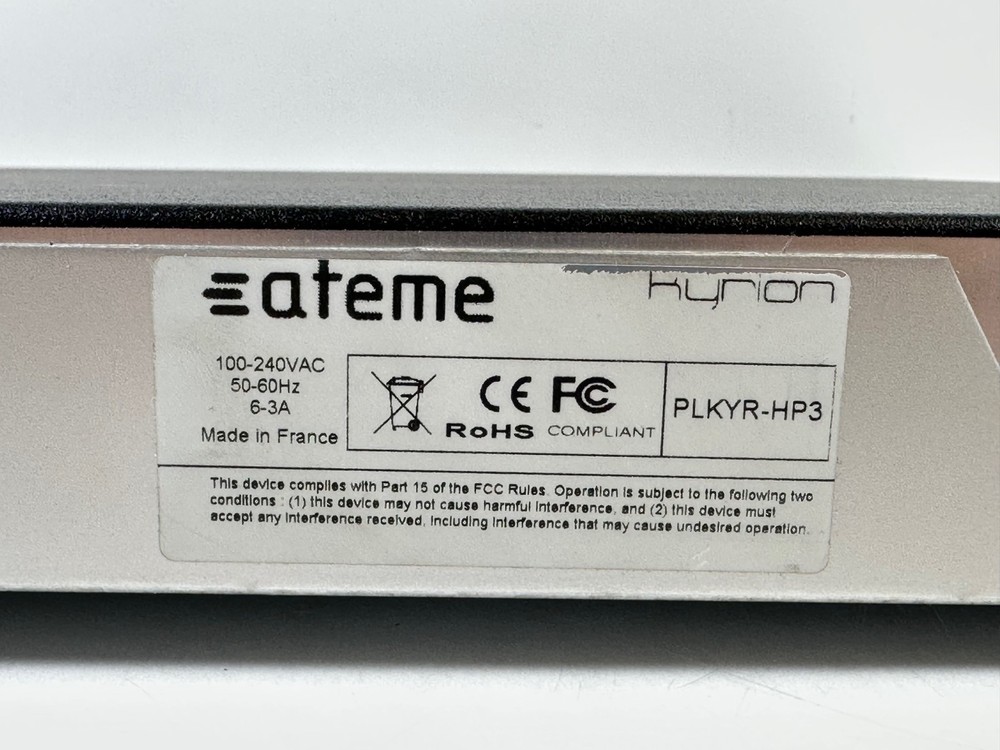 Ateme Kyrion AM2102 PLKYR-HP3 Version 3.1.1.0 MPEG-4 SD/HD Dual Encoder