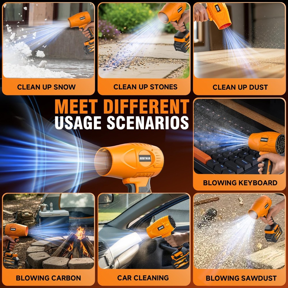 20V Cordless Leaf Blower, 400CFM 180MPH Handheld Leaf Blower Cordless with Ba...