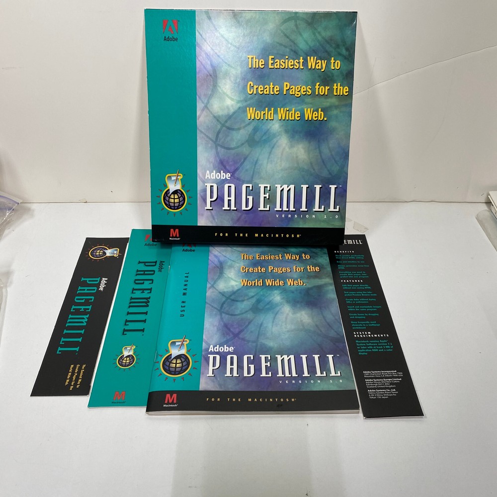 Adobe Pagemill Page Mill 1.0 Vintage software Open Box MAC