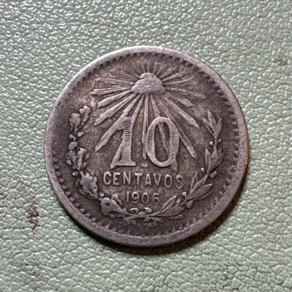 Mexico - 1906 Silver 10 Centavos Eagle Snake Reverse