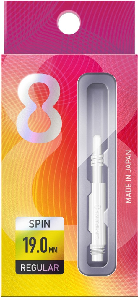 Target 8 Flight Spinning Shaft Short + White (22.5mm)