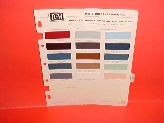1958 STUDEBAKER PACKARD CHAMPION COMMANDER SILVER GOLDEN HAWK PAINT CHIPS RM