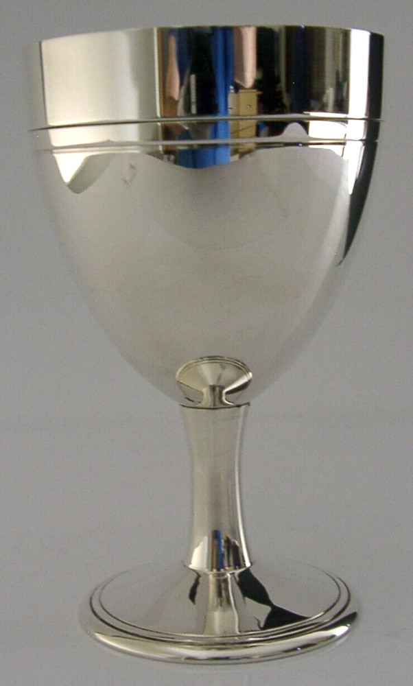 BEAUTIFUL LARGE SOLID STERLING SILVER CHALICE GOBLET 2000 152g BARWARE 240ml