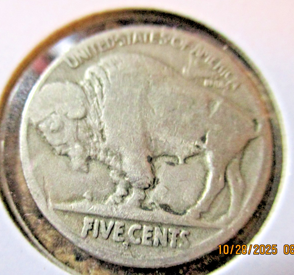 1919-S BUFFALO NICKEL LAMINATION BY MINTMARK RR