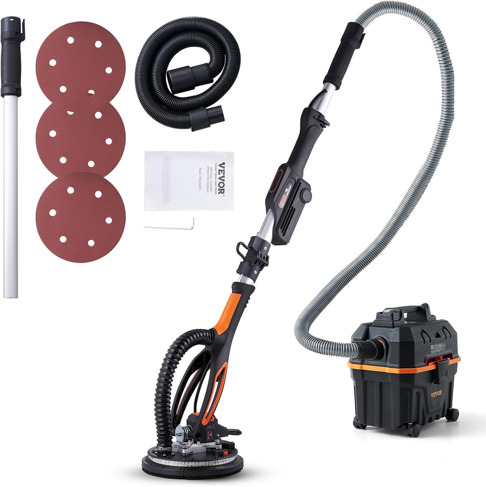 800W Electric Drywall Sander with LED Lights & Extendable Handle, Variable Speed
