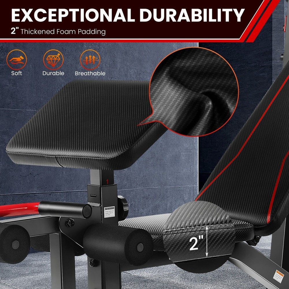 900LBS 9 in 1 Adjustable Weight Bench Set with Squat Rack Multi-Function Workout