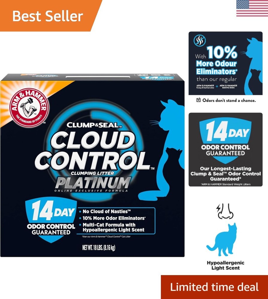 Cloud Control Platinum Cat Litter, Hypoallergenic, Dust-Free, Multi-Cat, 14-D...