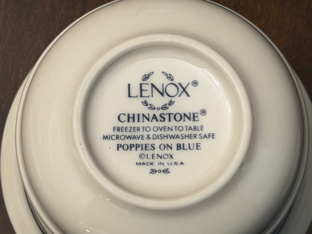 Lenox Poppies on Blue Sugar Bowl & Lid. EUC