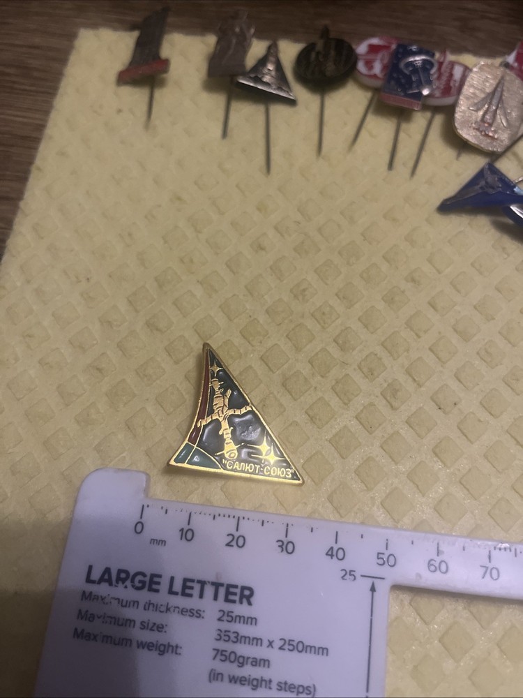 Vintage Soviet Space Pin – “Soyuz–Salyut” USSR Space Program