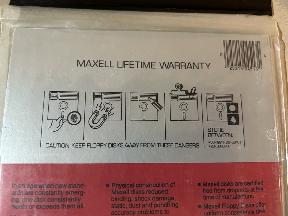 Maxell MD1-D Mini Floppy Disk 5.25” 2 pack with 2 empty display cases