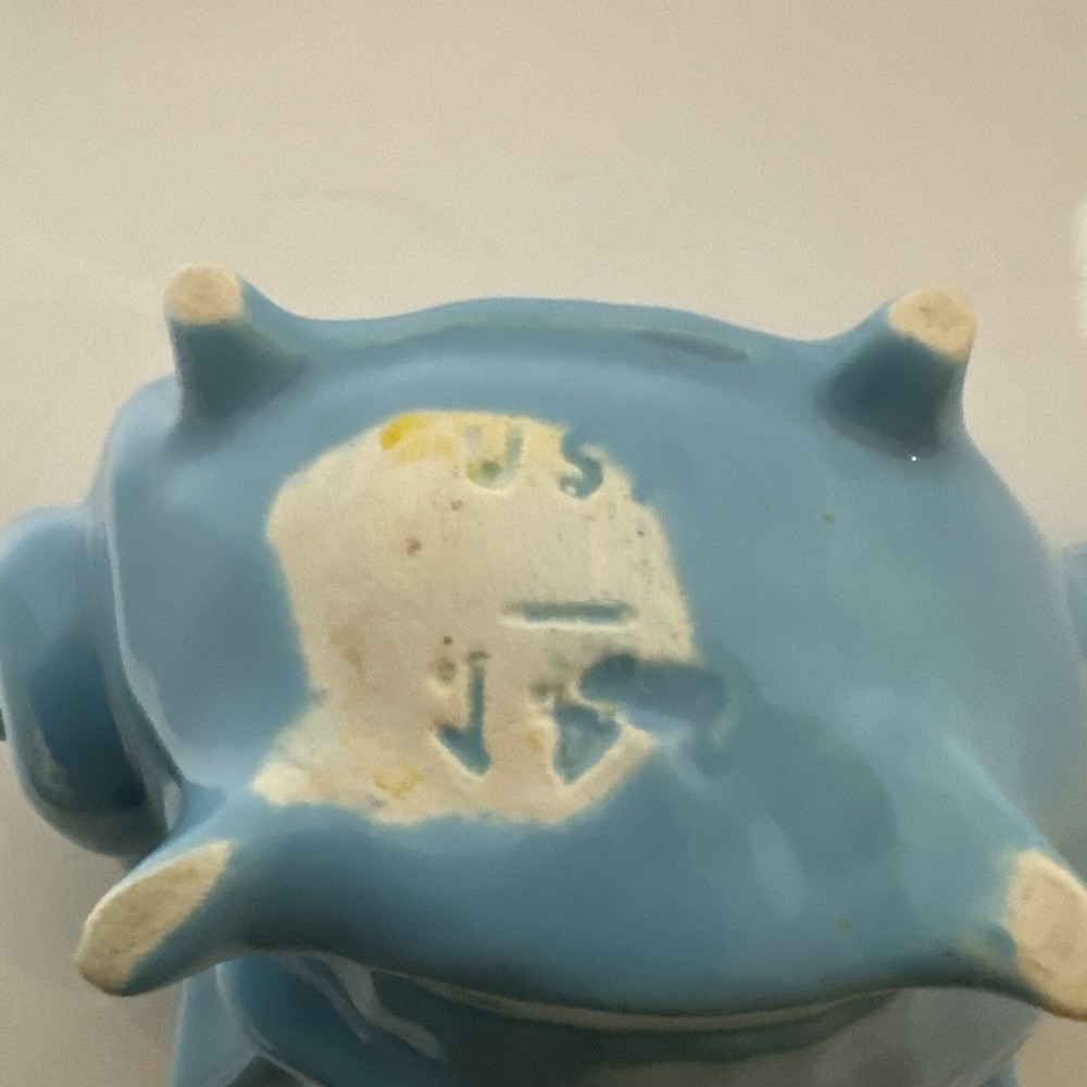 Blue Ceramic Conch Shell Planter Marked USA On Bottom 2.5” Tall