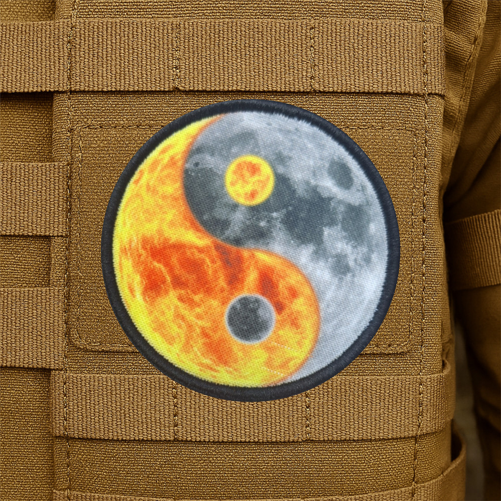 Sun & Moon - Yin-Yang Printed Morale Patch - 3.5 Inch, Hook & Loop Back