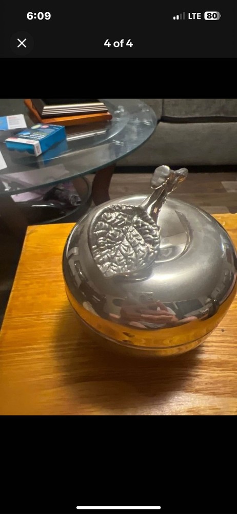 Vintage Silver-Plated Apple-Shaped Container