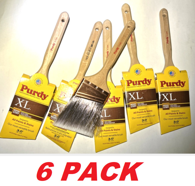 Purdy Angular Trim Glide Paint & Stain Angle Multipurpose Brush, 3-Inch, 6-Pack