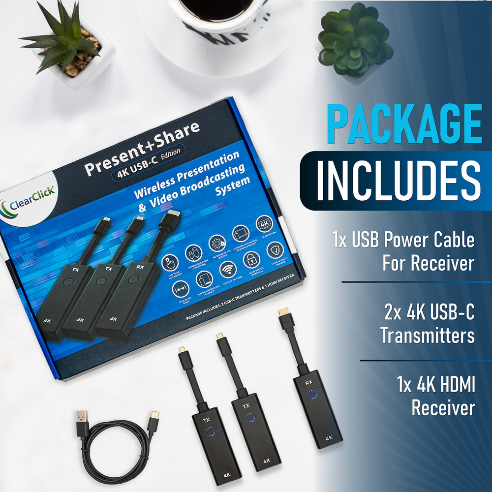ClearClick Present+Share (4K USB-C Edition) Wireless Video Presentation System