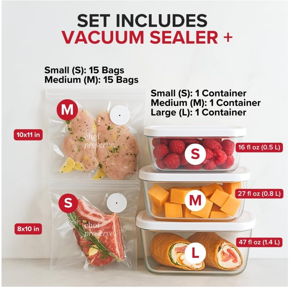 Compact Vacuum Sealer + Glass Containers