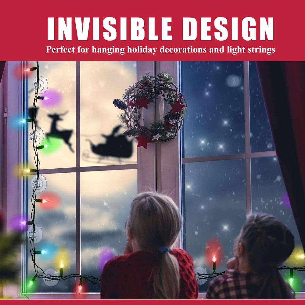 120 Pcs Christmas Light String Suction Cups for Hanging Light String on Window