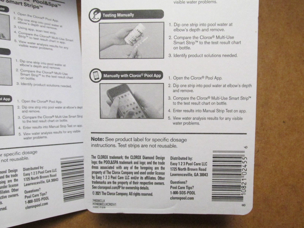 (3) Clorox Multi-Use Smart Strips Pool & Spa Water Test [30 strips each]