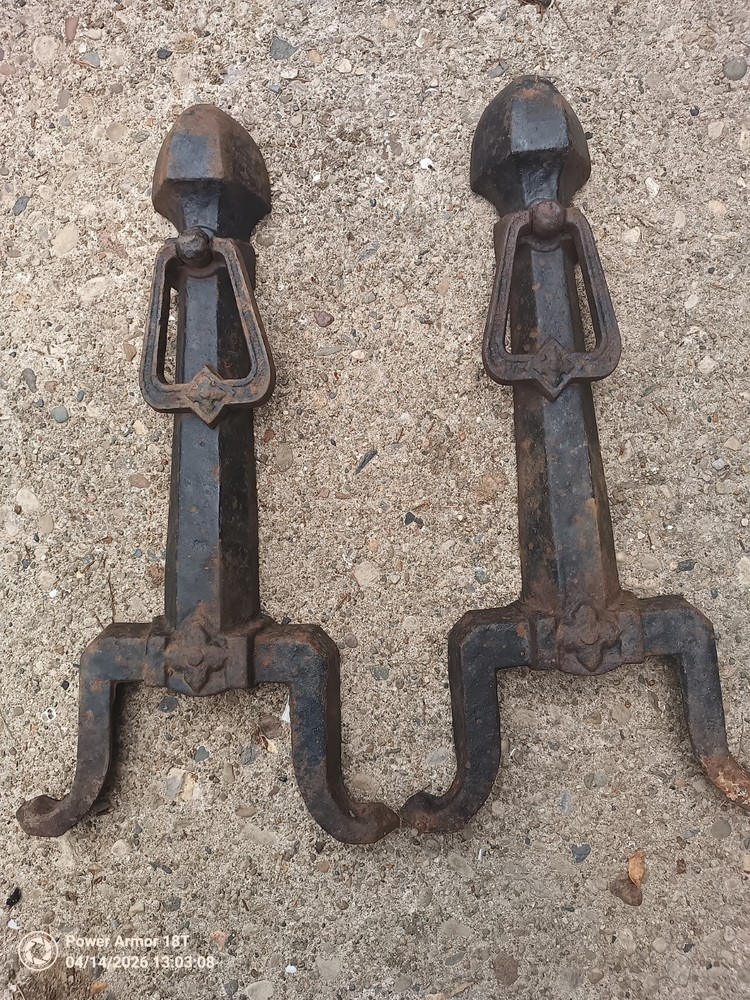 Vintage Fireplace Andirons Log Holders