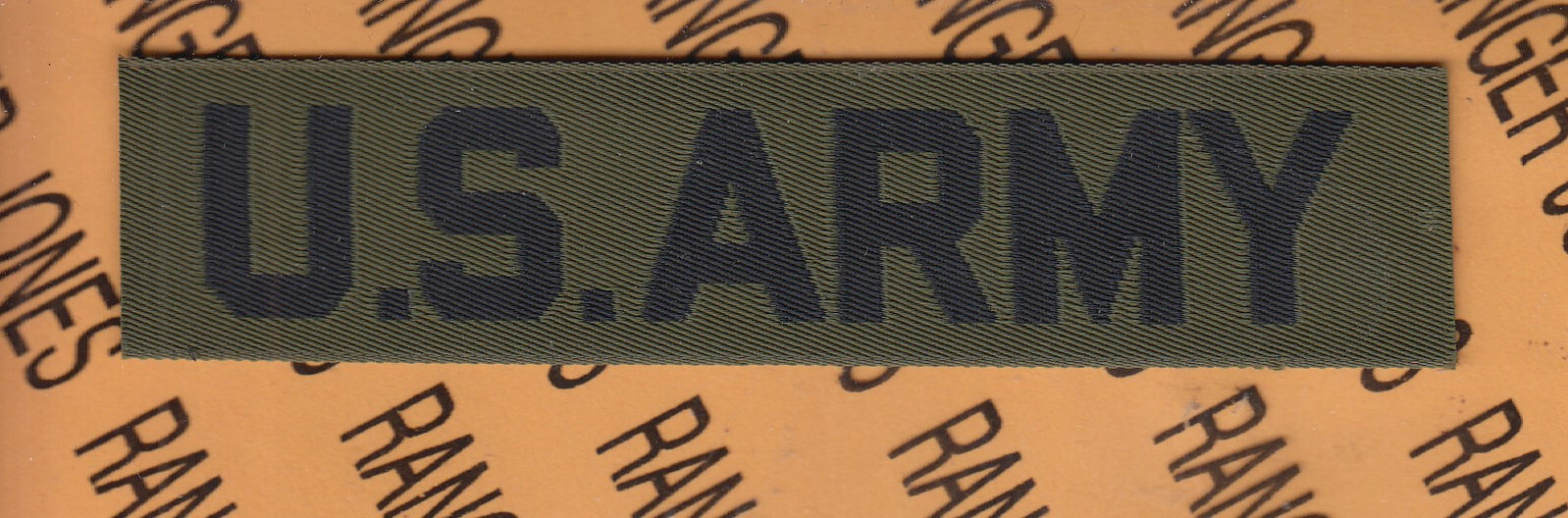 US Army OD Green & Black Nylon Name tape cloth ~4.75" patch NOS