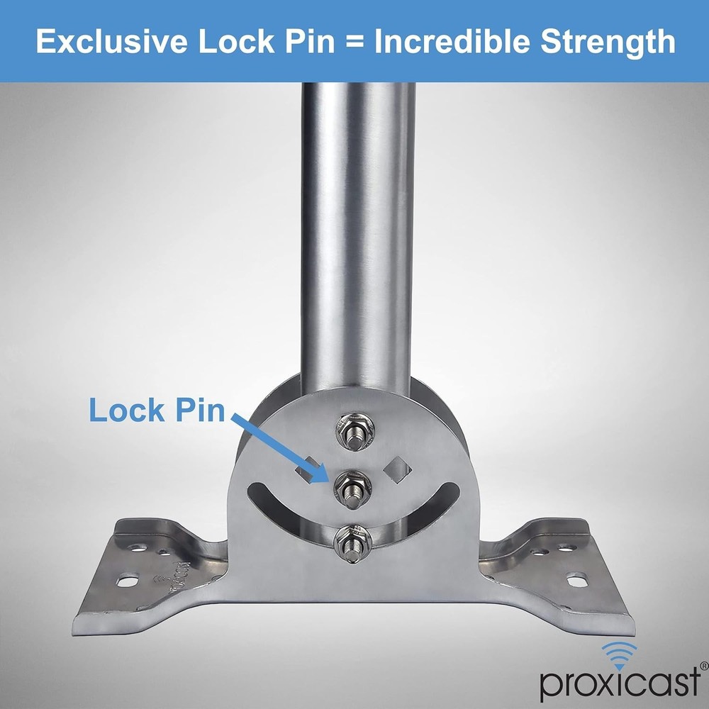 Universal Outdoor Antenna Mount with Solid Stainless Steel Construction & J-Pipe