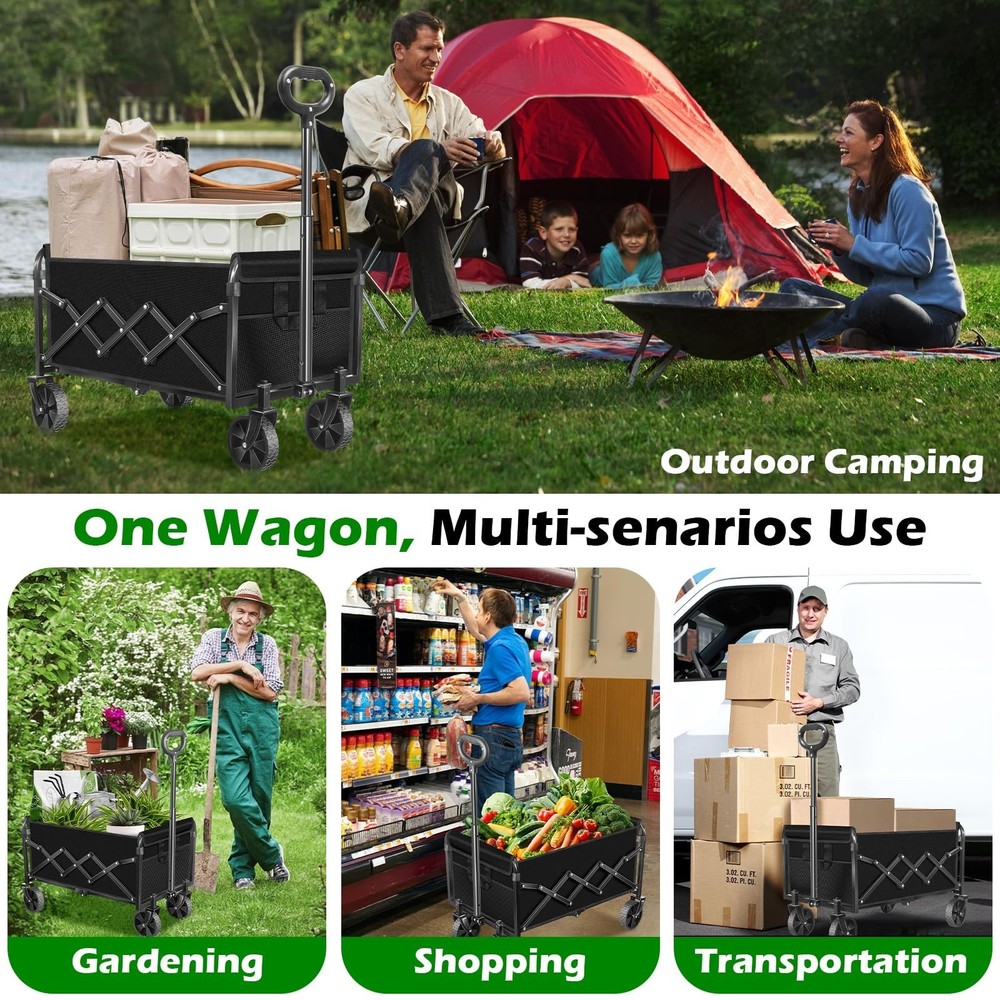 Collapsible Wagons Carts Foldable Wagon, Foldable Wagon Cart with Wheels, Fol...
