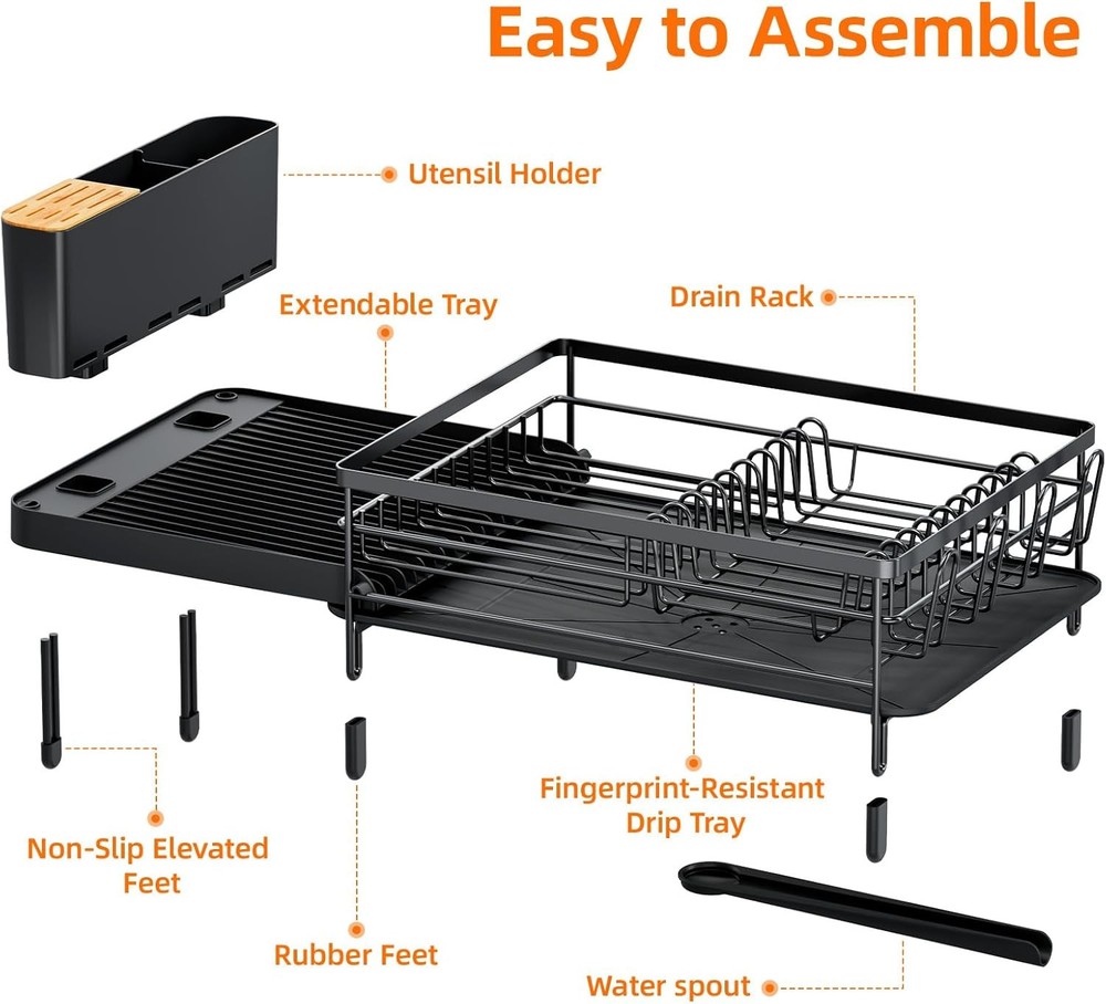 Large Dish Drying Rack Expandable Dish Racks Kitchen Counter Multifunctional