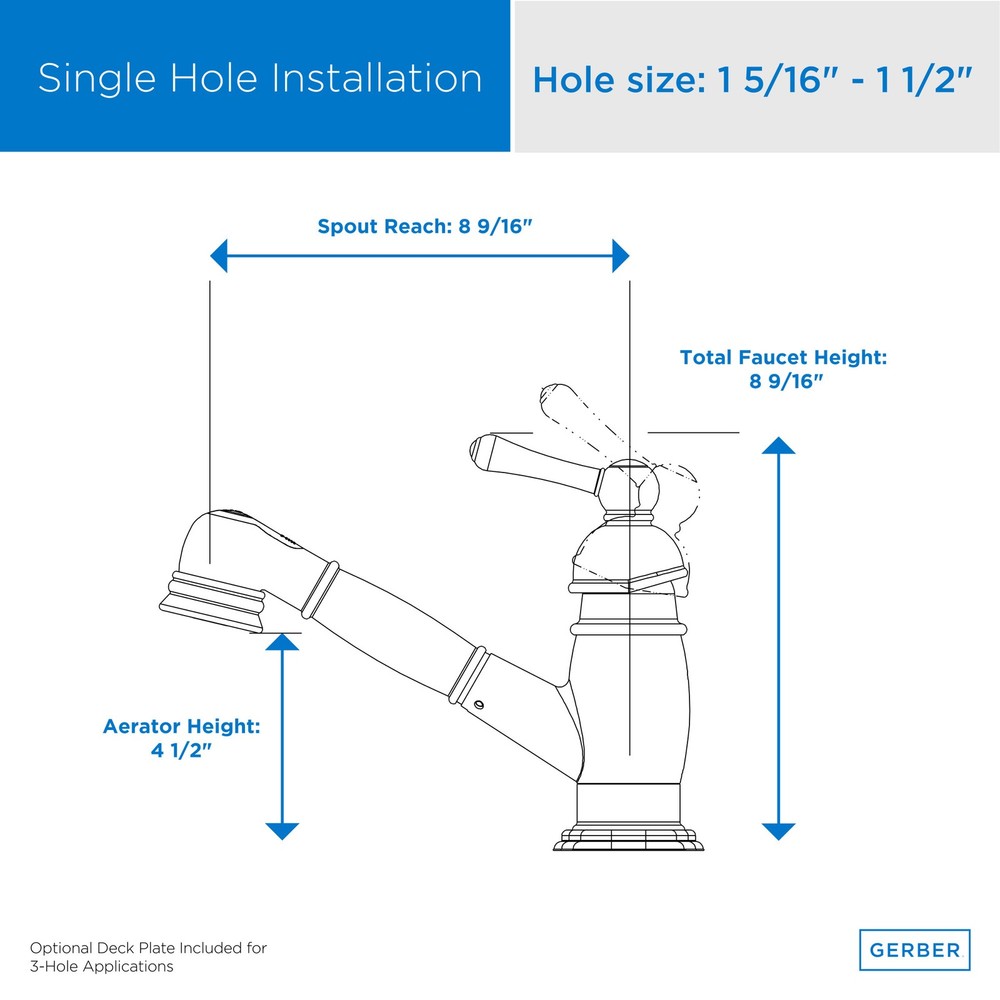 Gerber D457614 Opulence 1.75 GPM Deck Mounted 1 Hole Pull Out - Black